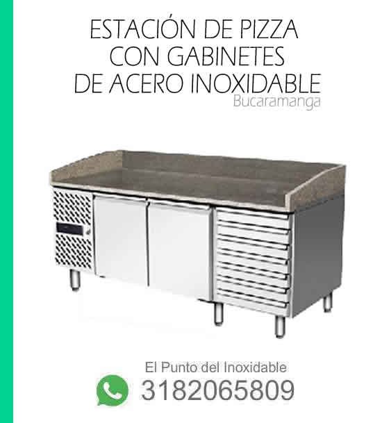 estacion de pizza con gabinetes en acero inoxidable bucaramanga